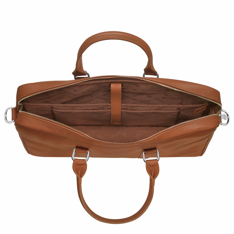 Longchamp Le FOULONNÉ S Aktentas Heren Caramel Belgium | L2122021F72-