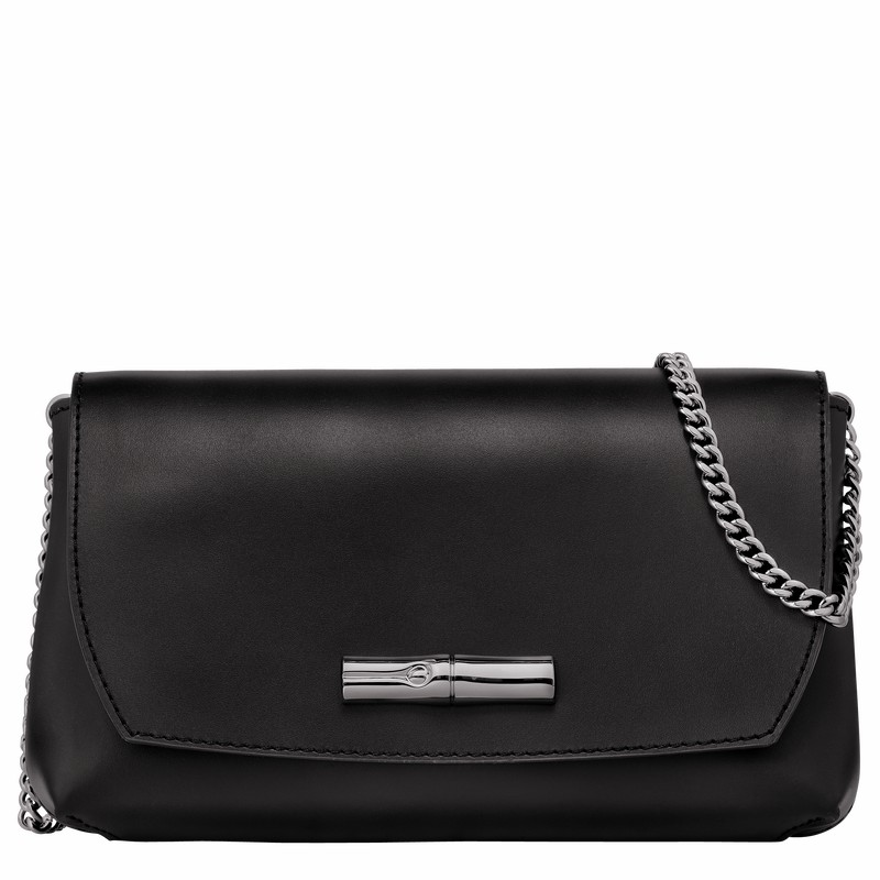 Longchamp Le Roseau Clutch Dames Zwart Belgium | 10191HCN001