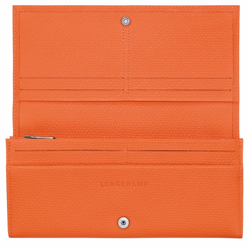 Longchamp Le Roseau Flap Portefeuille Dames Oranje Belgium | L3044HFP017