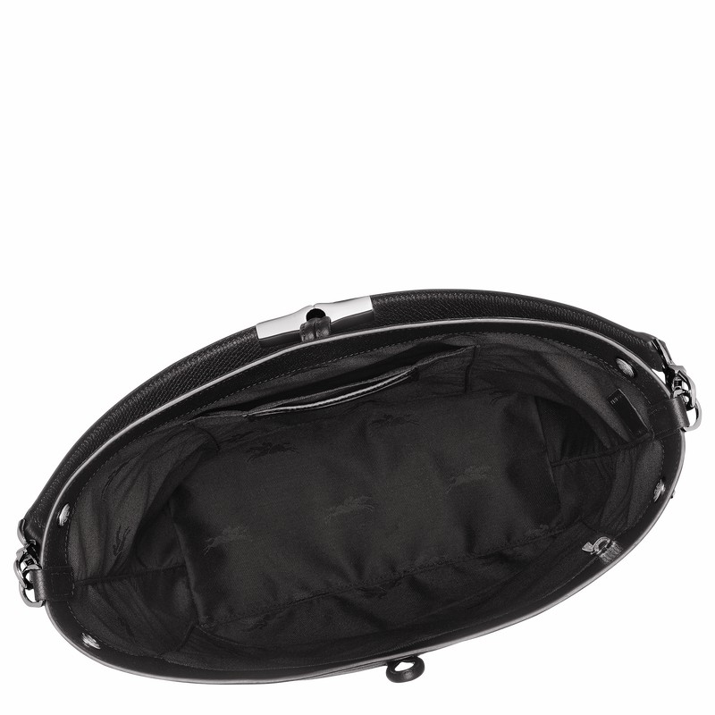 Longchamp Le Roseau M Schoudertas Dames Zwart Belgium | 10281HFP001