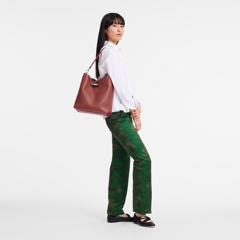 Longchamp Le Roseau M Schoudertas Dames Bruin Belgium | 10281HFP404