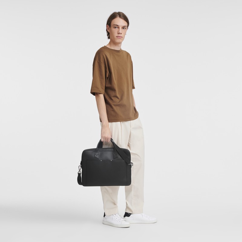 Longchamp sur Seine M Aktentas Heren Zwart Belgium | 20048HCM001